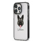 German Shepherd Personalised iPhone 13 Pro Black Impact Case Side Angle on Silver phone