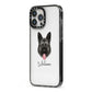 German Shepherd Personalised iPhone 13 Pro Max Black Impact Case Side Angle on Silver phone
