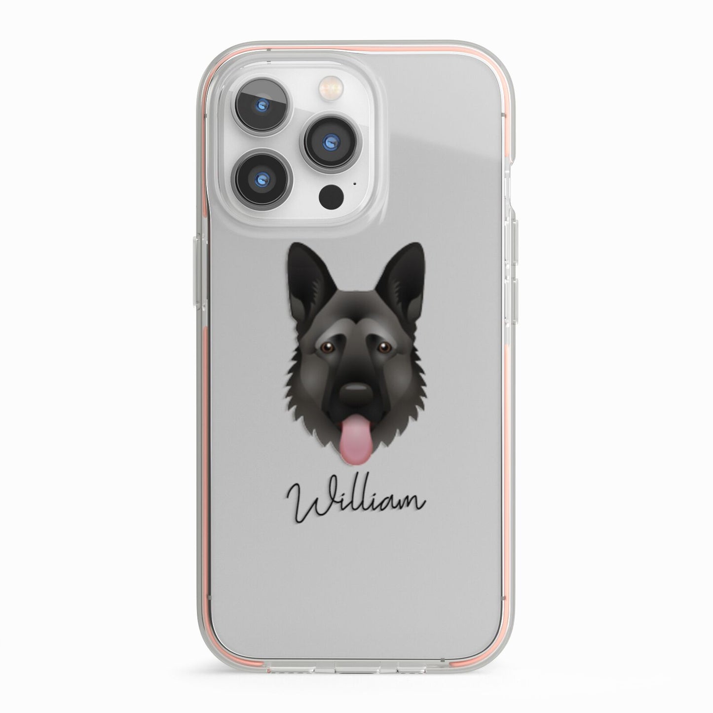 German Shepherd Personalised iPhone 13 Pro TPU Impact Case with Pink Edges