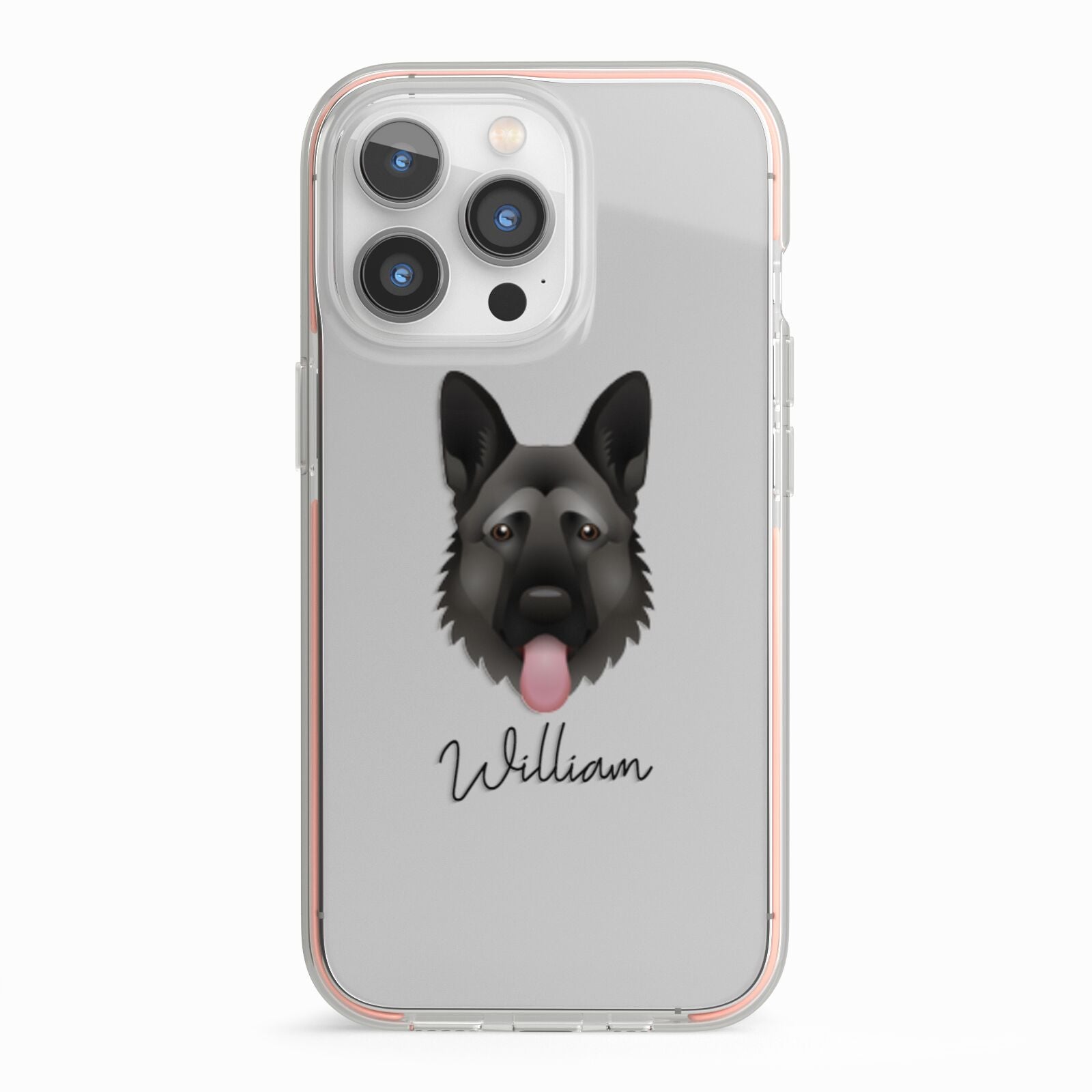 German Shepherd Personalised iPhone 13 Pro TPU Impact Case with Pink Edges