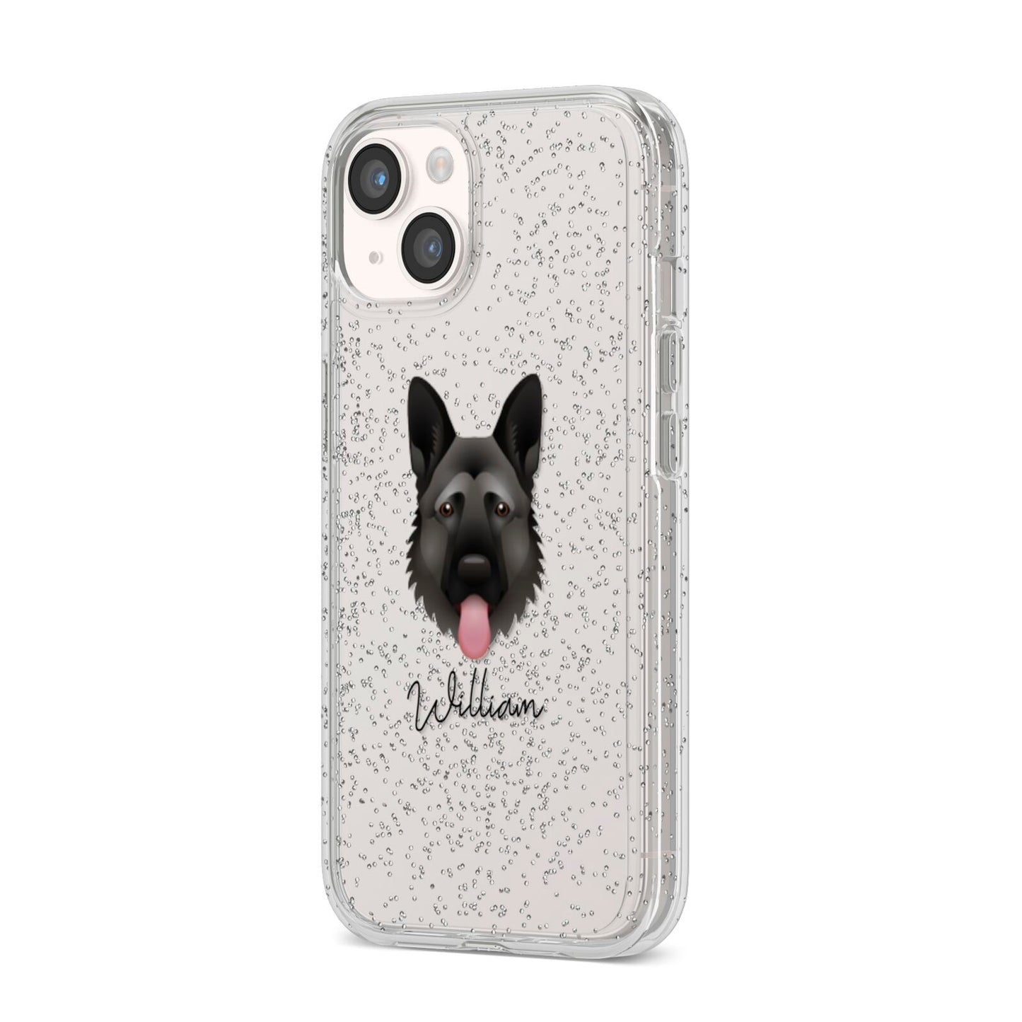 German Shepherd Personalised iPhone 14 Glitter Tough Case Starlight Angled Image