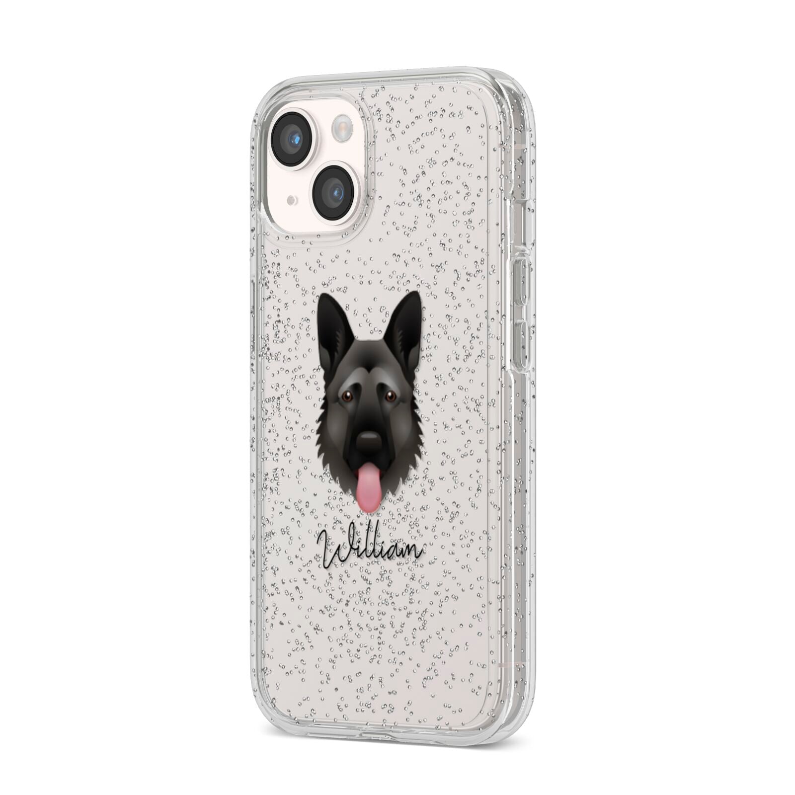 German Shepherd Personalised iPhone 14 Glitter Tough Case Starlight Angled Image