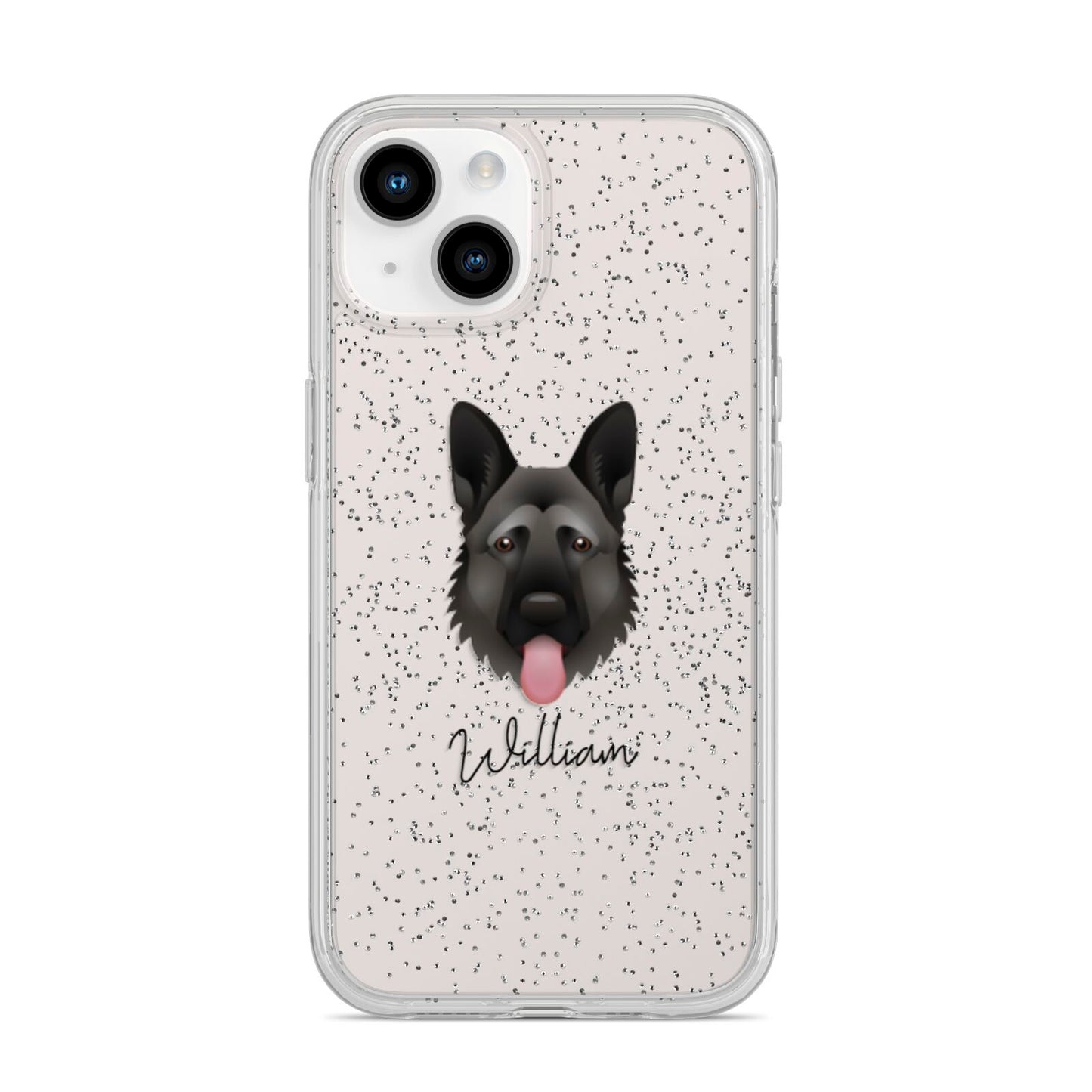 German Shepherd Personalised iPhone 14 Glitter Tough Case Starlight