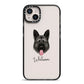 German Shepherd Personalised iPhone 14 Plus Black Impact Case on Silver phone