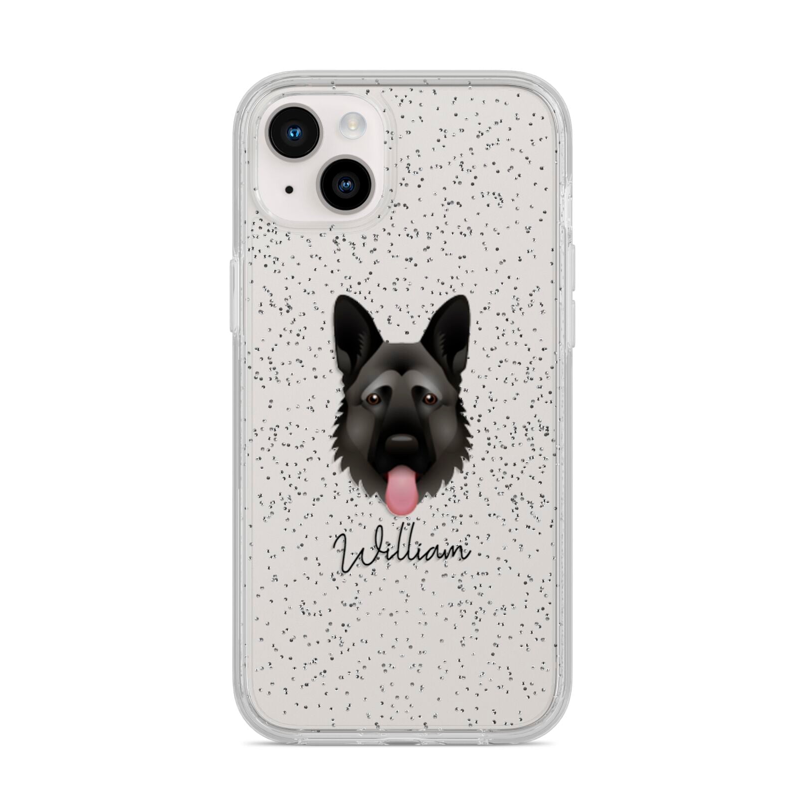 German Shepherd Personalised iPhone 14 Plus Glitter Tough Case Starlight