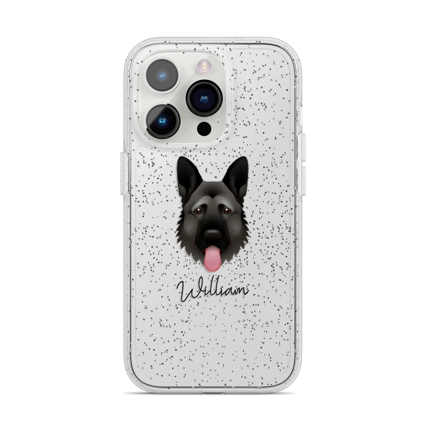 German Shepherd Personalised iPhone 14 Pro Glitter Tough Case Silver