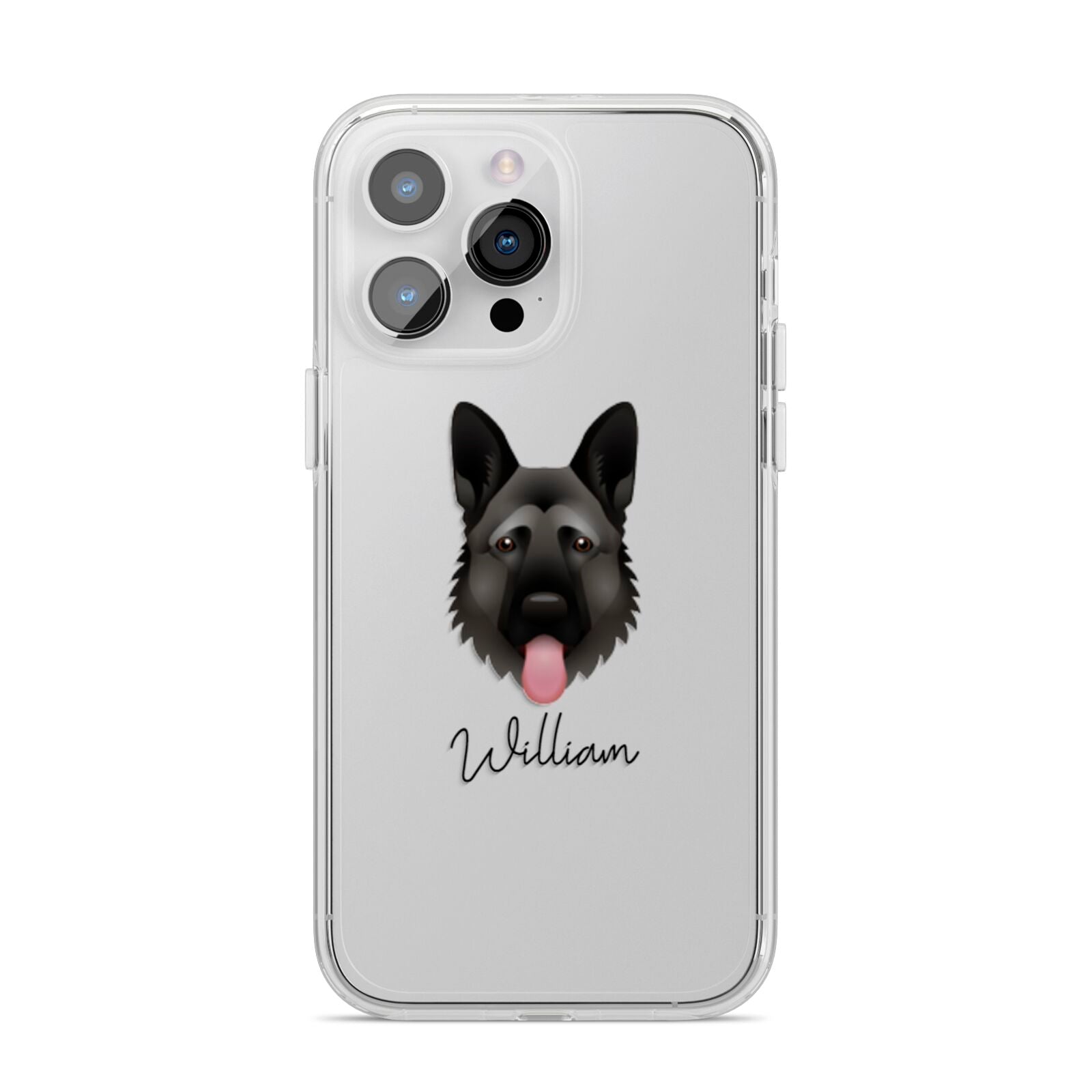 German Shepherd Personalised iPhone 14 Pro Max Clear Tough Case Silver