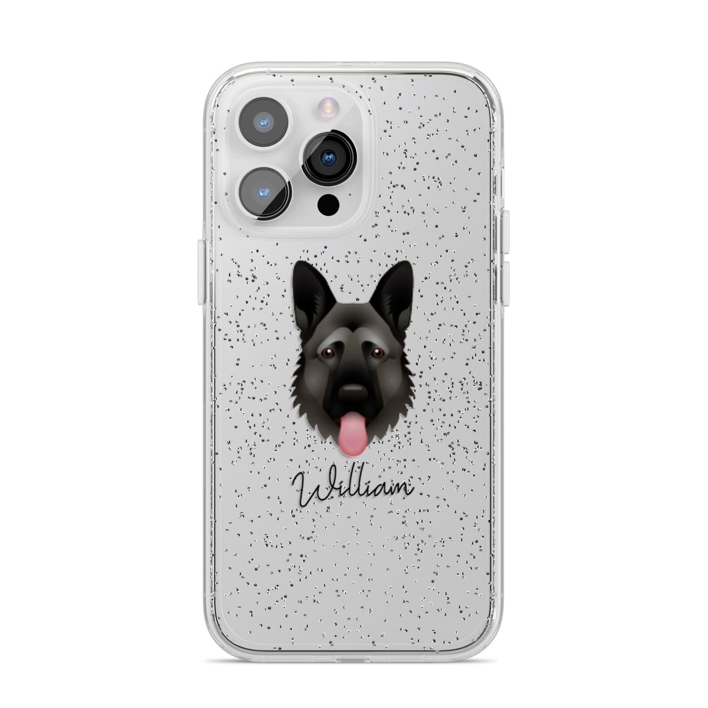 German Shepherd Personalised iPhone 14 Pro Max Glitter Tough Case Silver
