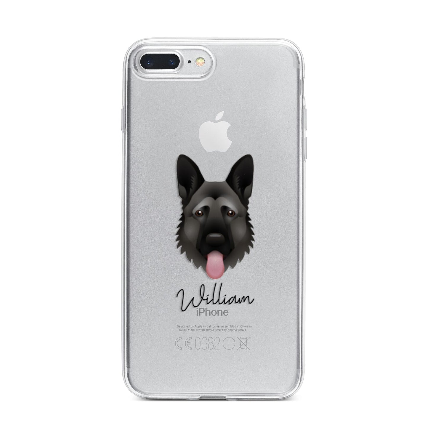 German Shepherd Personalised iPhone 7 Plus Bumper Case on Silver iPhone