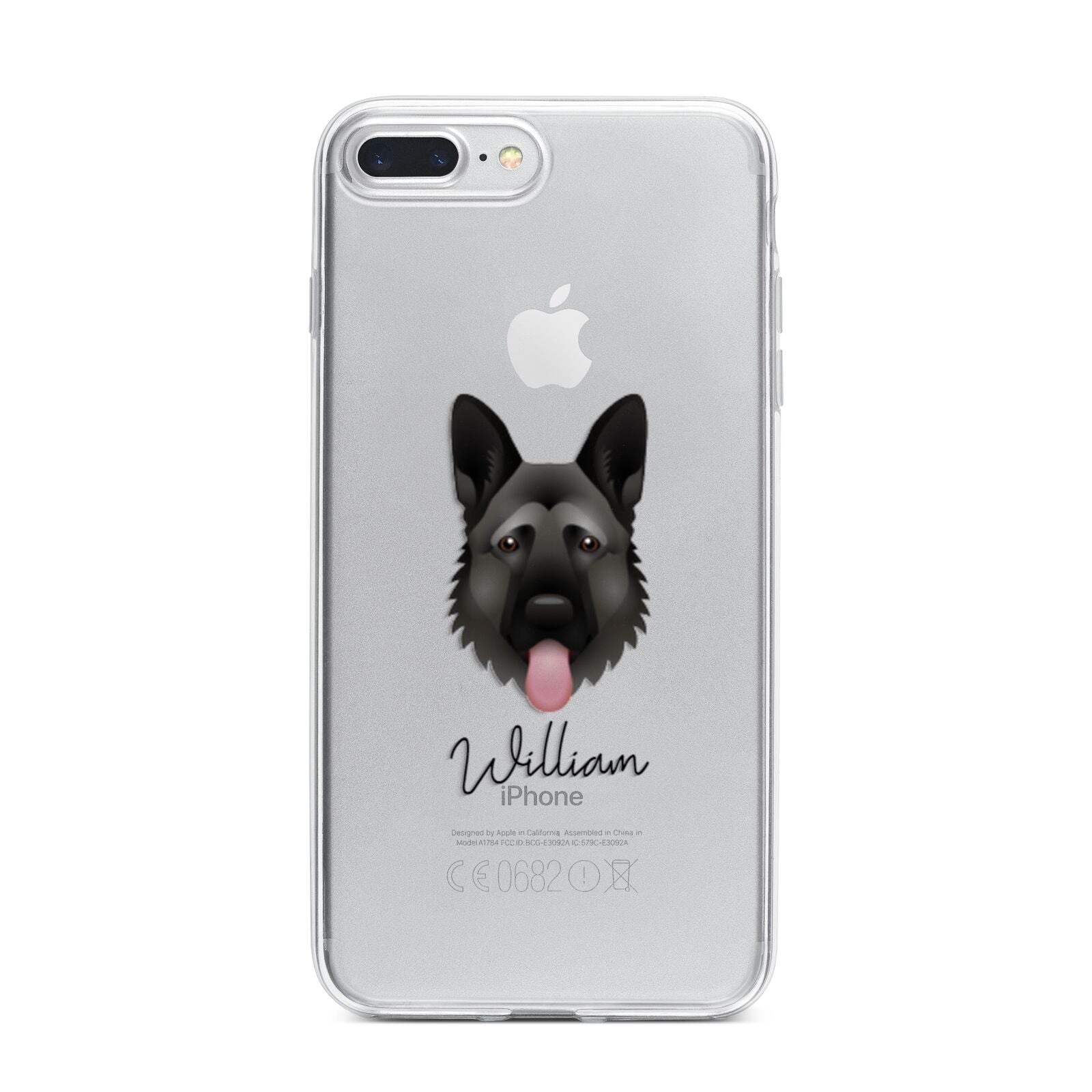 German Shepherd Personalised iPhone 7 Plus Bumper Case on Silver iPhone