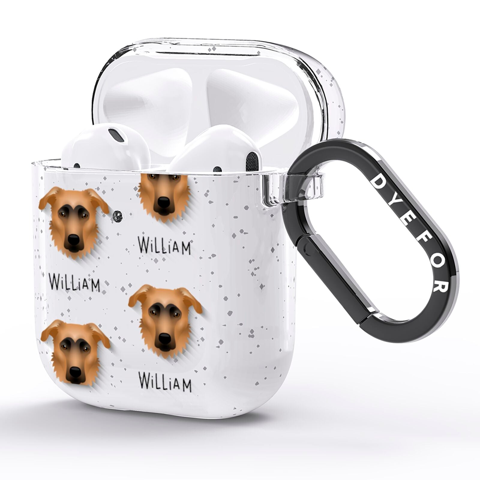 German Sheprador Icon with Name AirPods Glitter Case Side Image