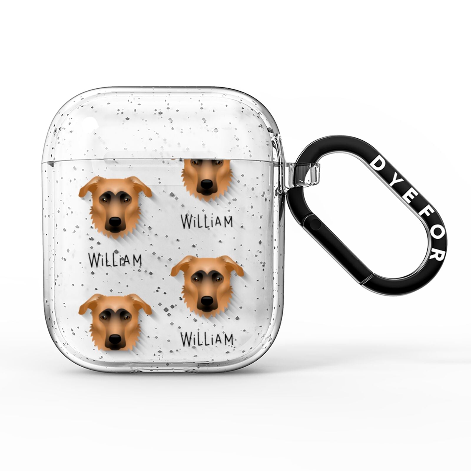 German Sheprador Icon with Name AirPods Glitter Case