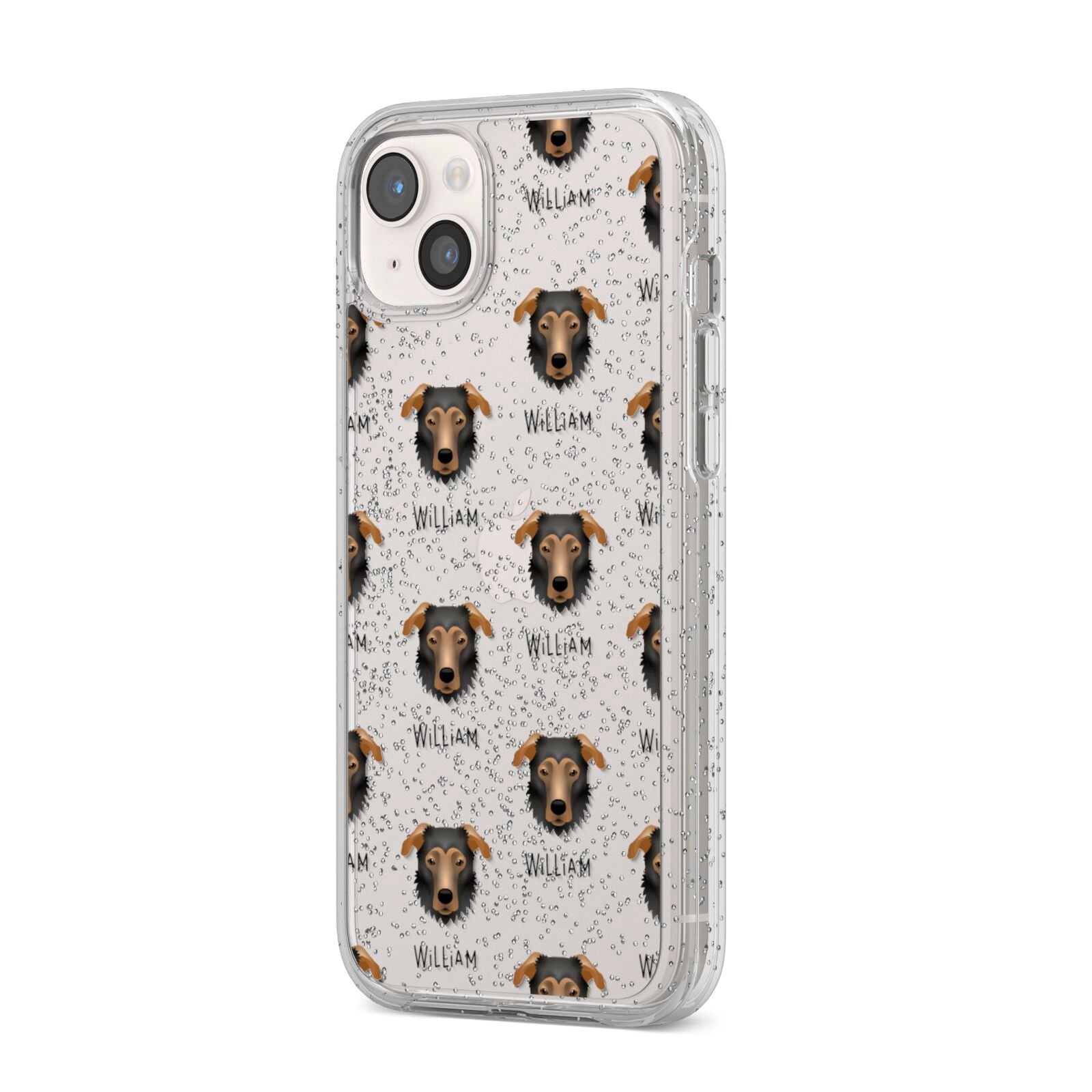 German Sheprador Icon with Name iPhone 14 Plus Glitter Tough Case Starlight Angled Image