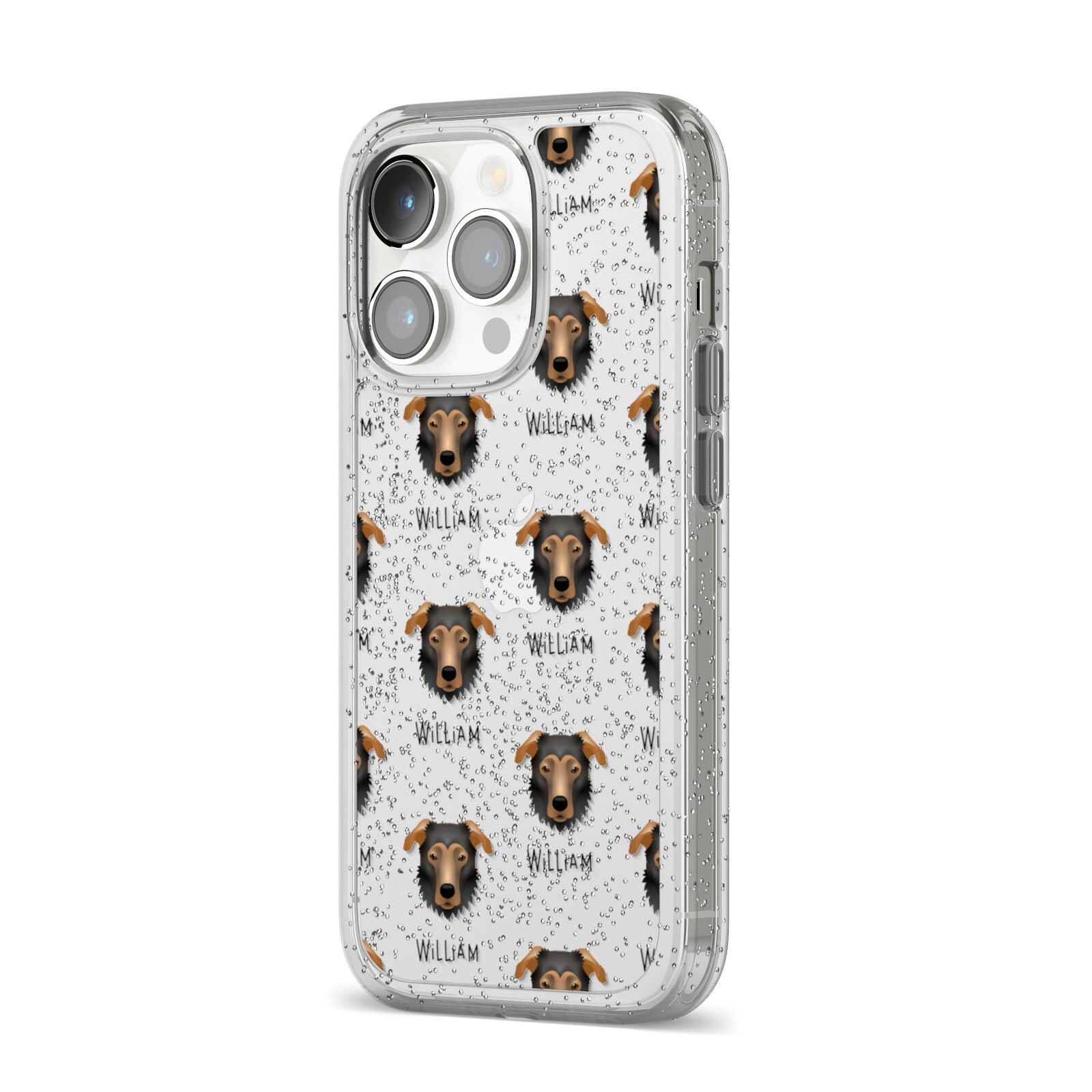 German Sheprador Icon with Name iPhone 14 Pro Glitter Tough Case Silver Angled Image