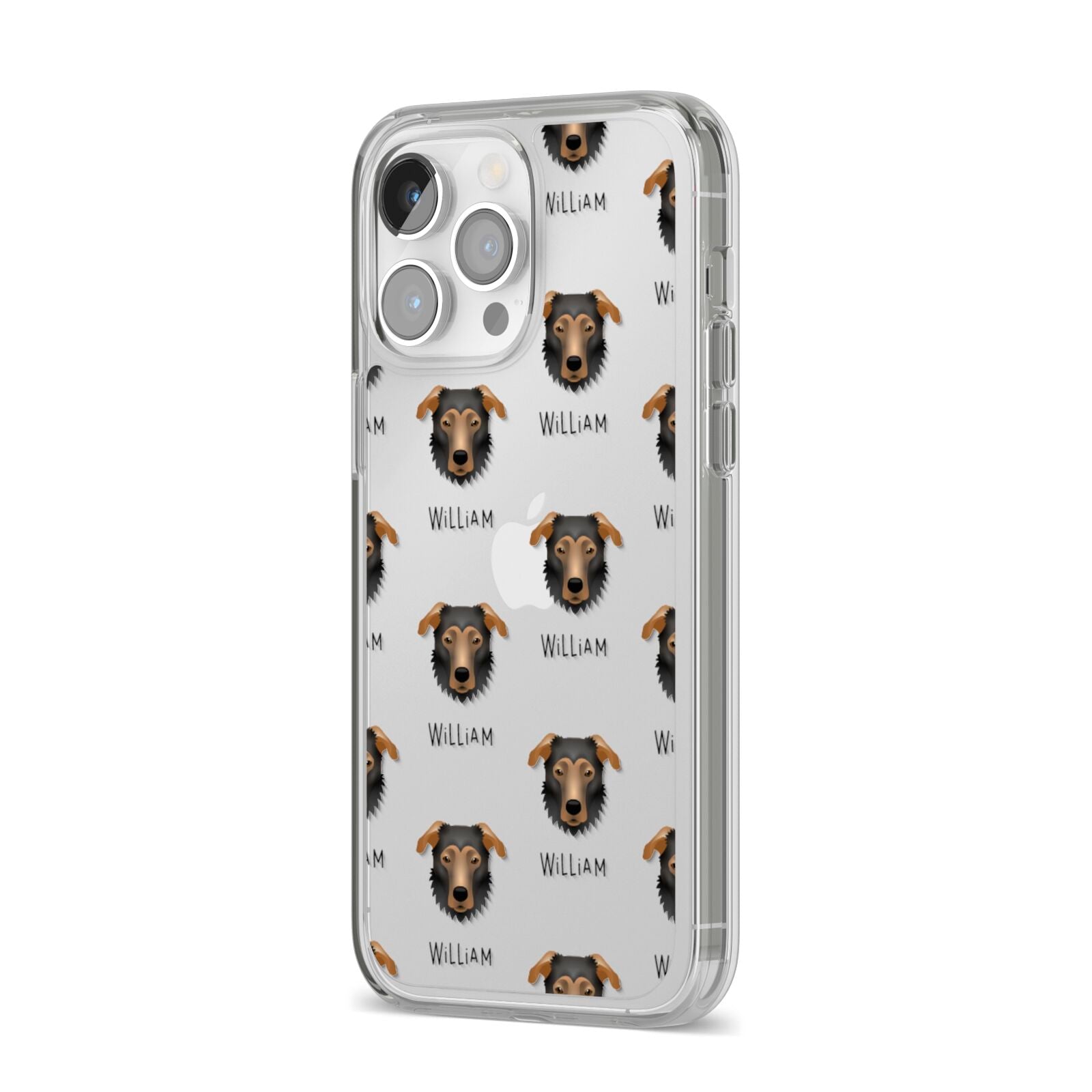 German Sheprador Icon with Name iPhone 14 Pro Max Clear Tough Case Silver Angled Image