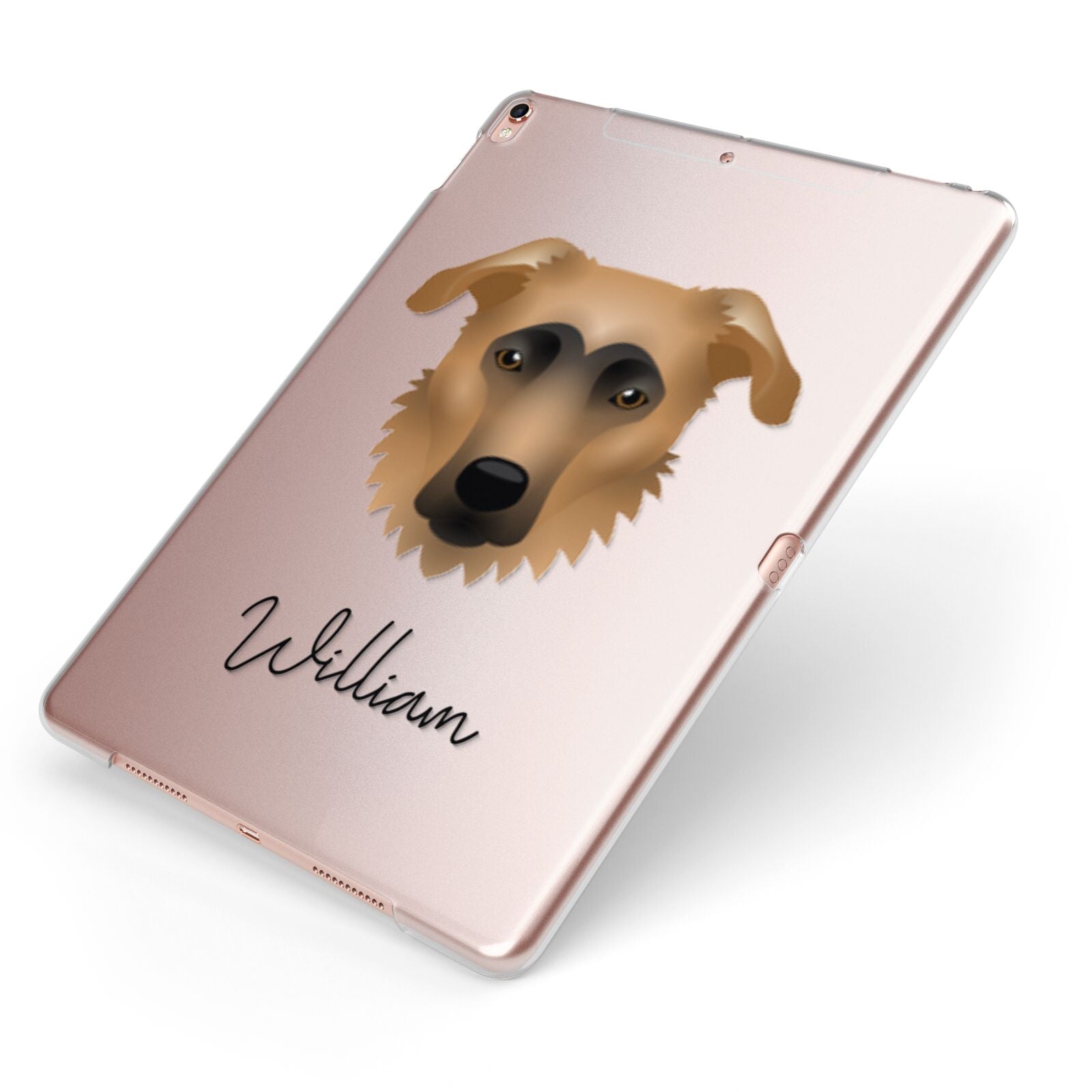 German Sheprador Personalised Apple iPad Case on Rose Gold iPad Side View