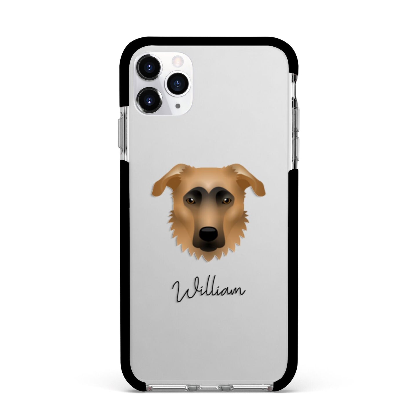 German Sheprador Personalised Apple iPhone 11 Pro Max in Silver with Black Impact Case