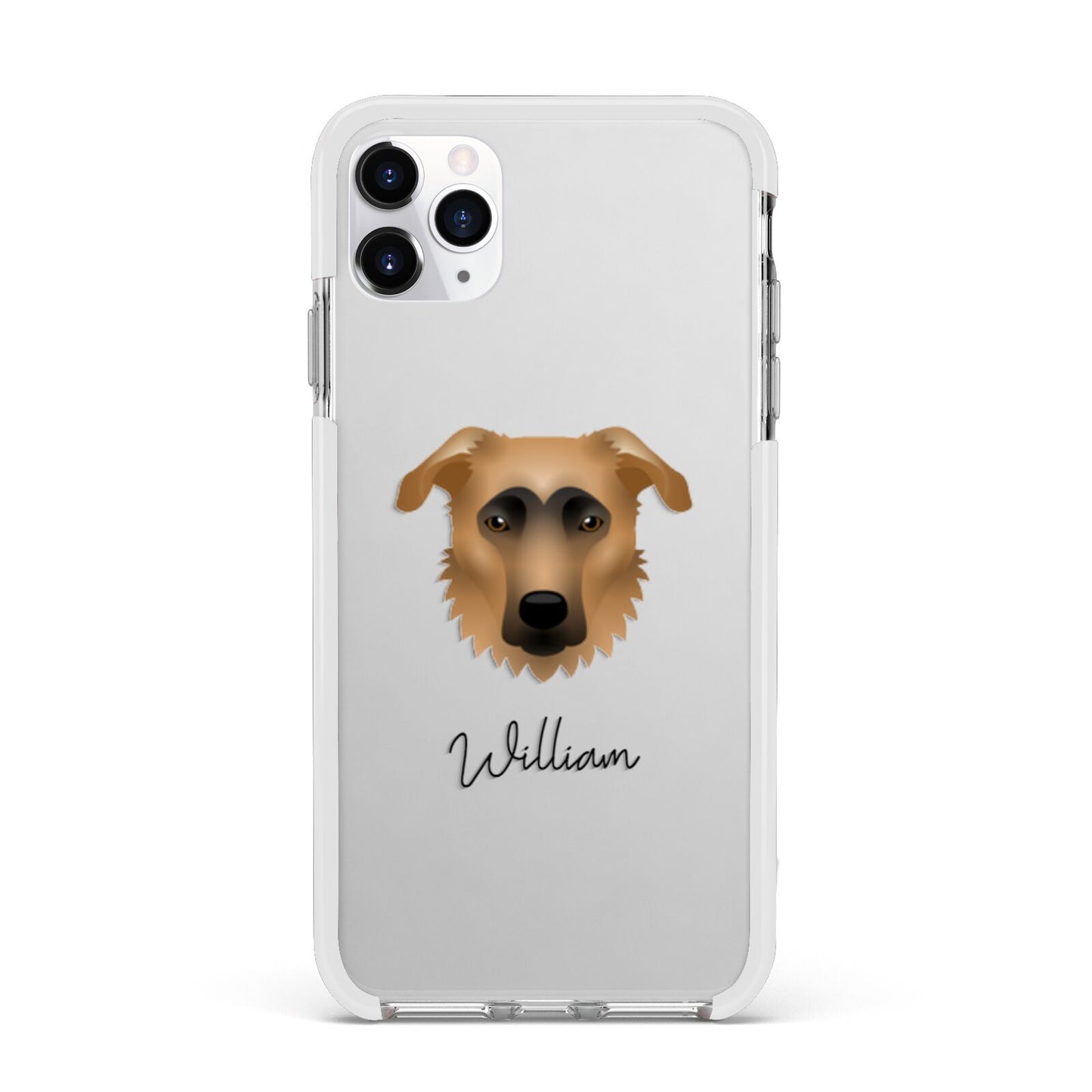 German Sheprador Personalised Apple iPhone 11 Pro Max in Silver with White Impact Case