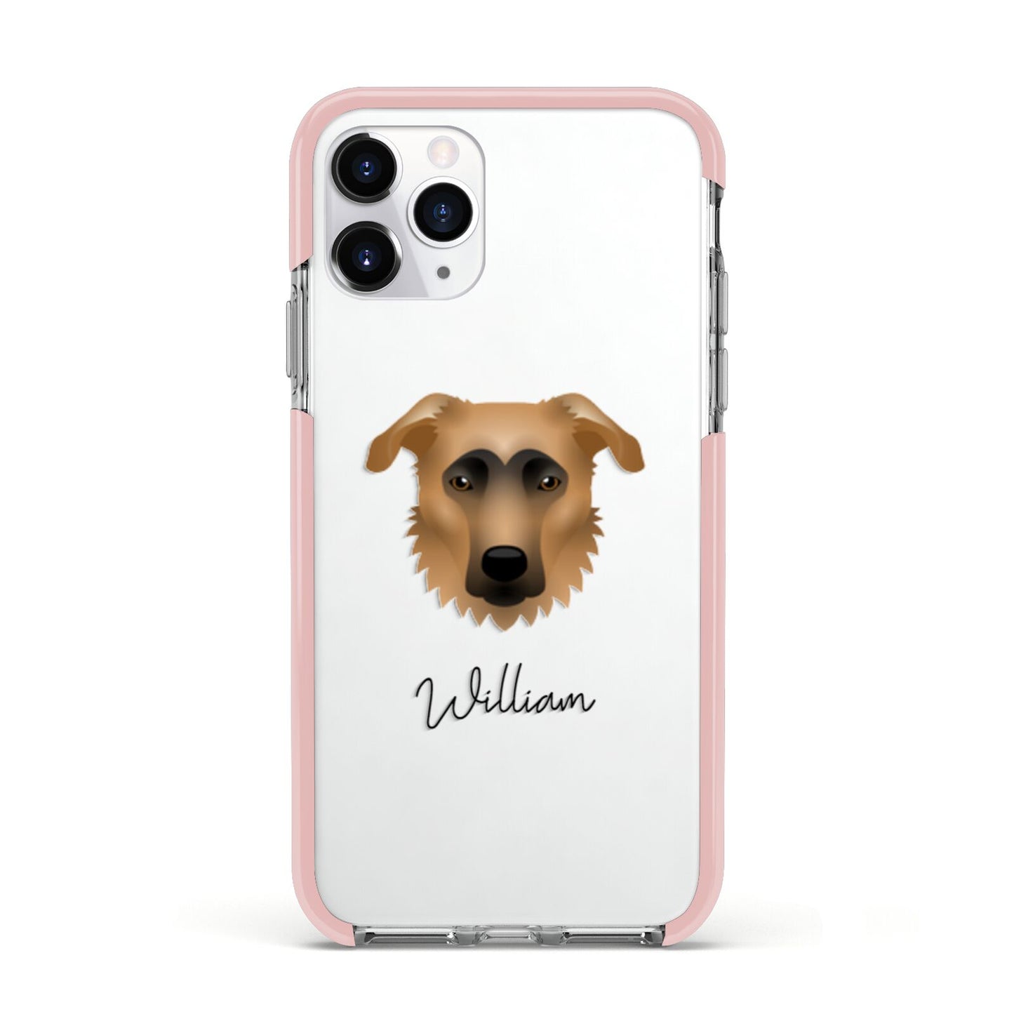 German Sheprador Personalised Apple iPhone 11 Pro in Silver with Pink Impact Case