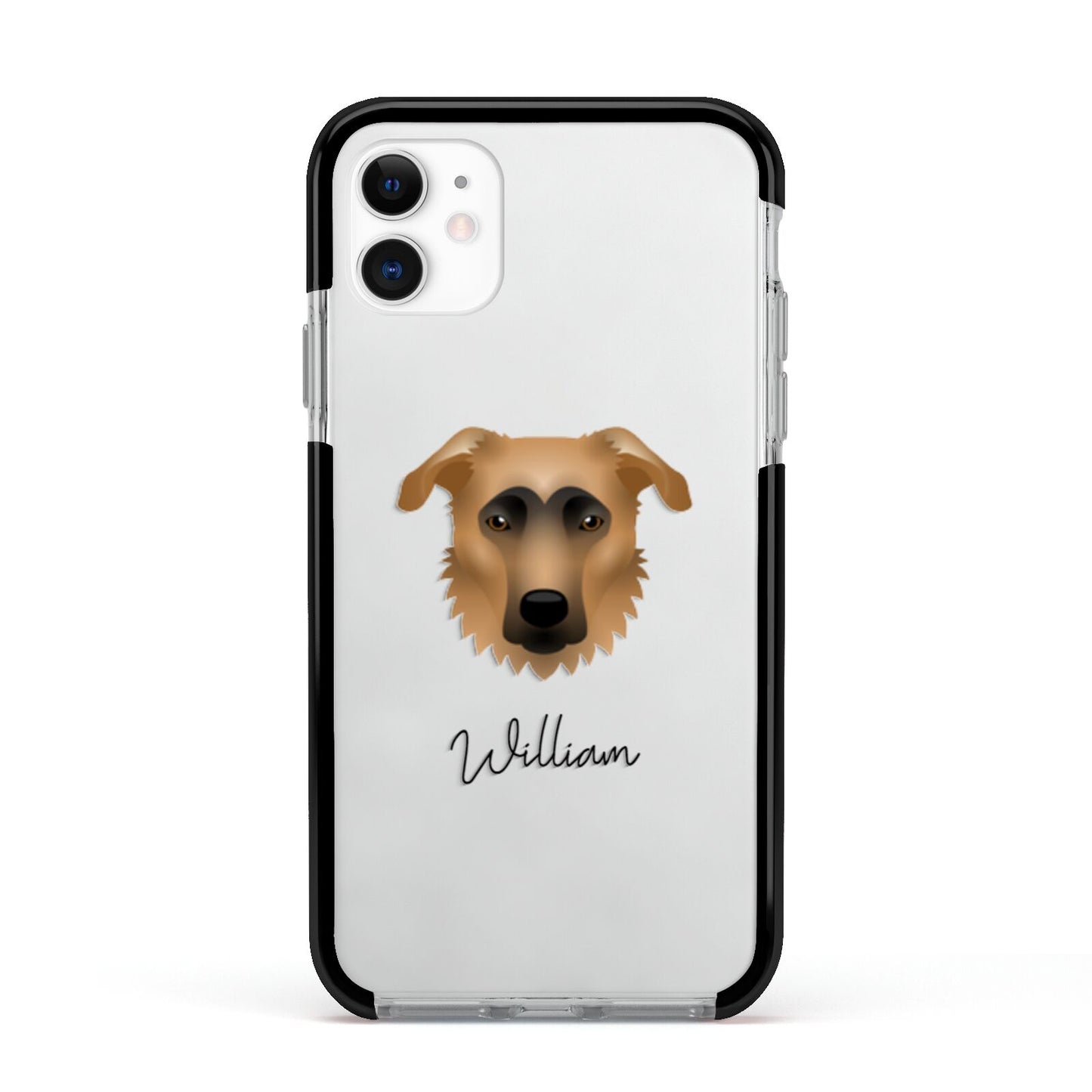 German Sheprador Personalised Apple iPhone 11 in White with Black Impact Case