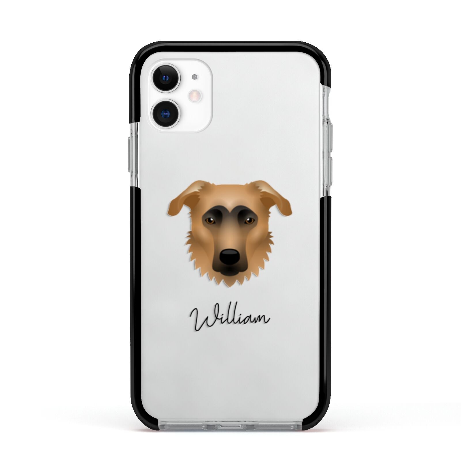 German Sheprador Personalised Apple iPhone 11 in White with Black Impact Case