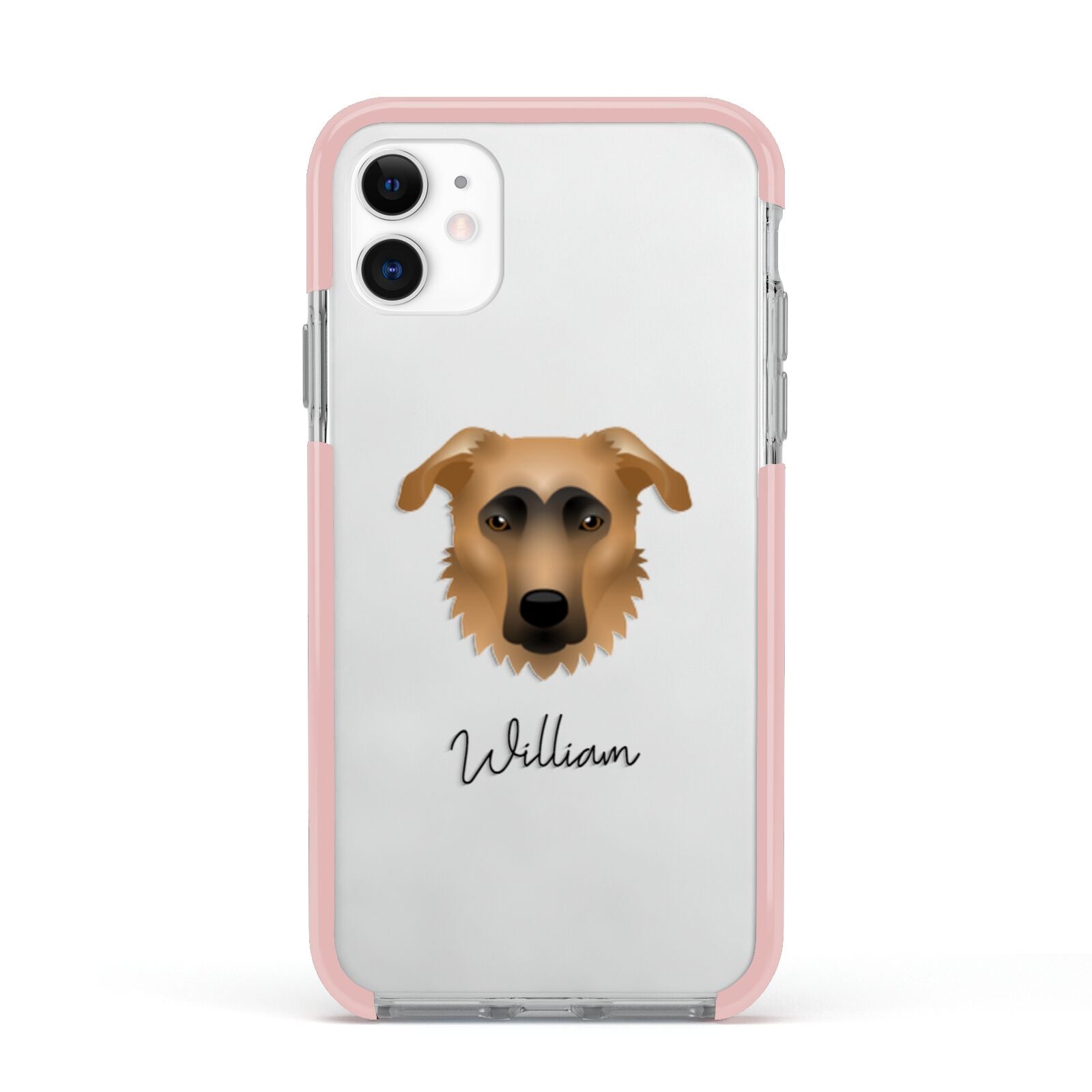 German Sheprador Personalised Apple iPhone 11 in White with Pink Impact Case