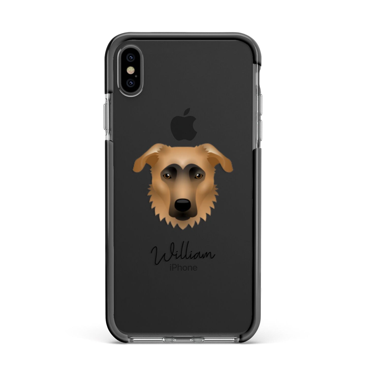 German Sheprador Personalised Apple iPhone Xs Max Impact Case Black Edge on Black Phone