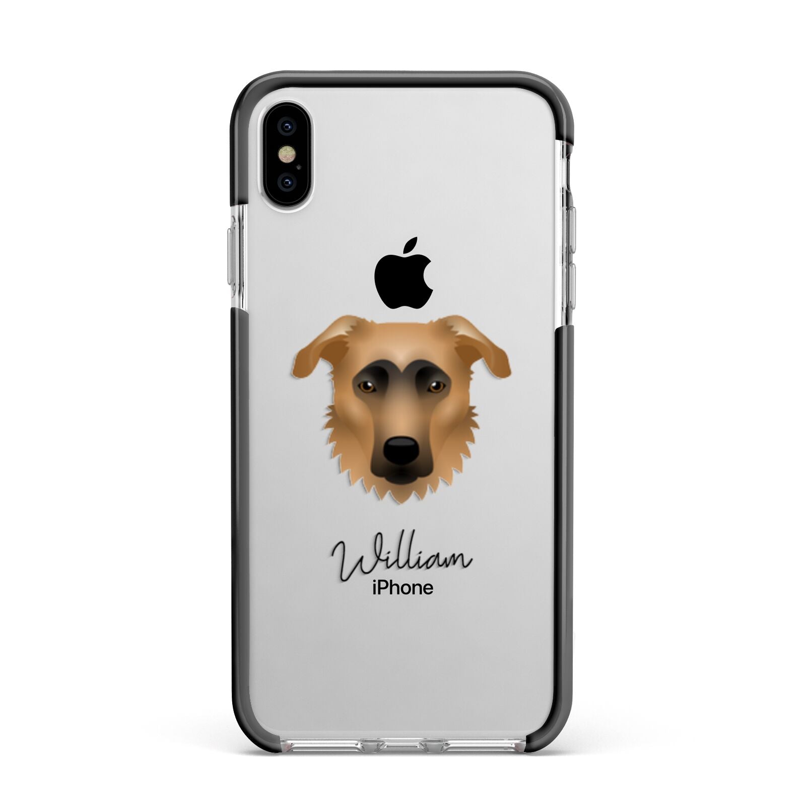 German Sheprador Personalised Apple iPhone Xs Max Impact Case Black Edge on Silver Phone
