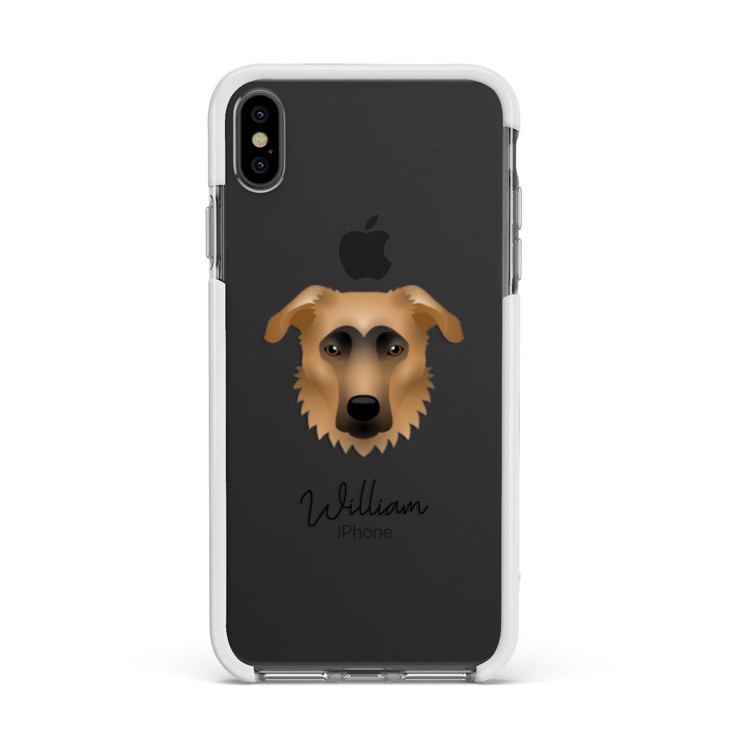 German Sheprador Personalised Apple iPhone Xs Max Impact Case White Edge on Black Phone