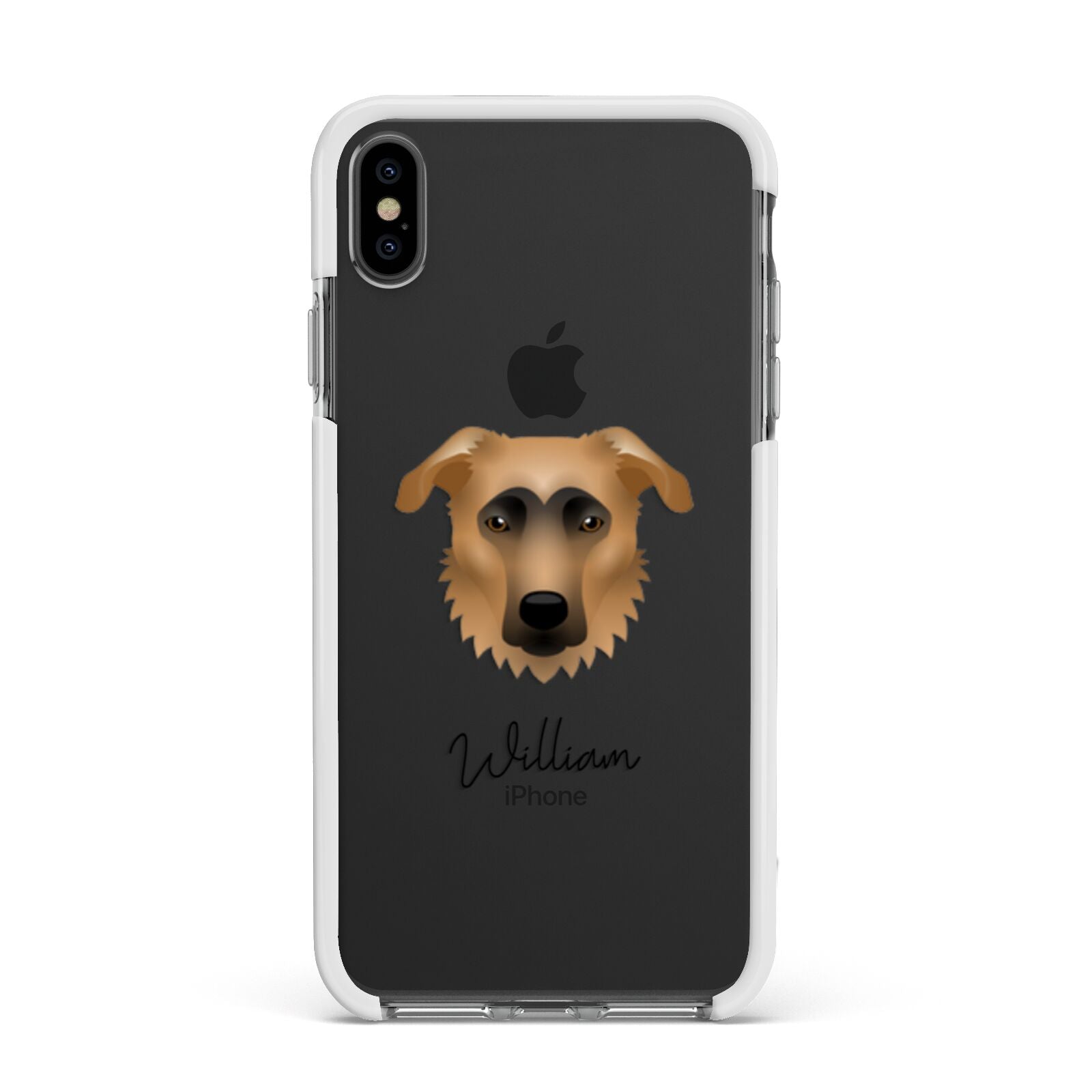 German Sheprador Personalised Apple iPhone Xs Max Impact Case White Edge on Black Phone