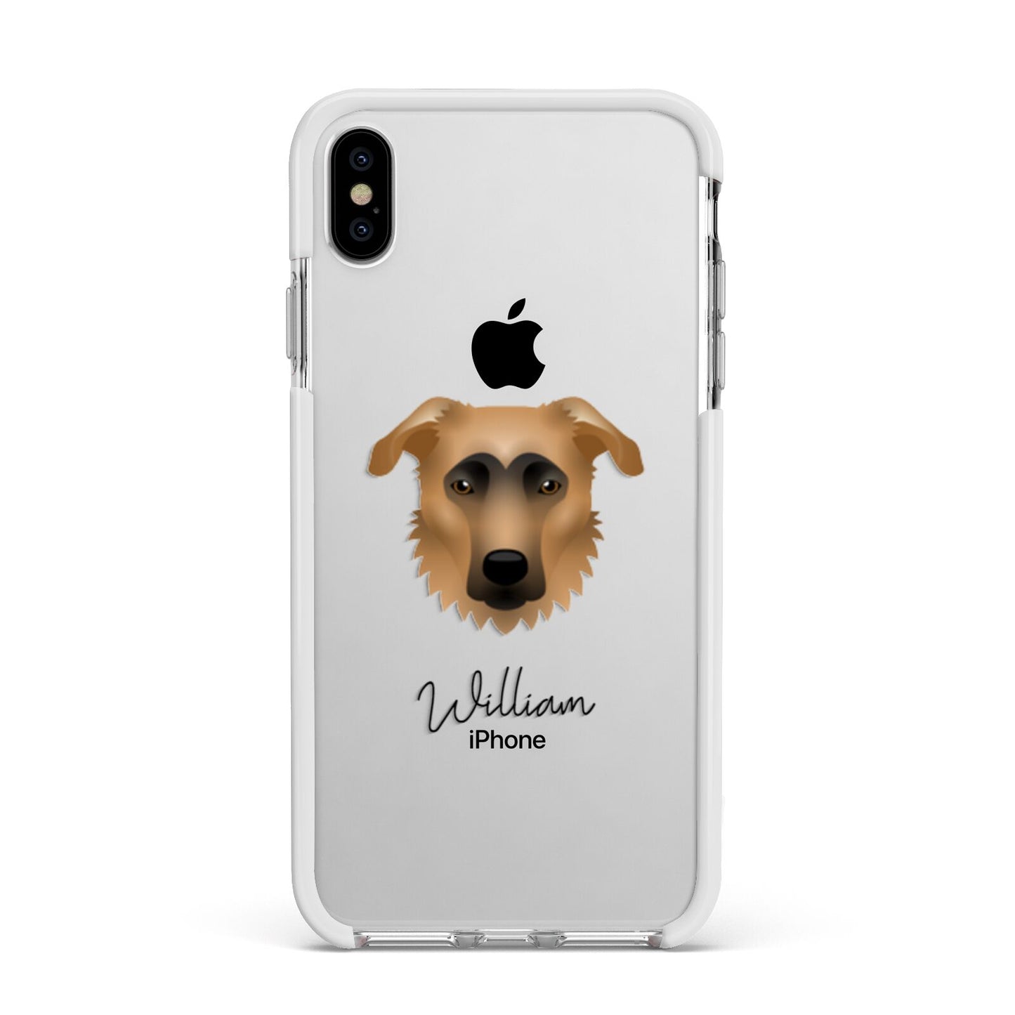 German Sheprador Personalised Apple iPhone Xs Max Impact Case White Edge on Silver Phone