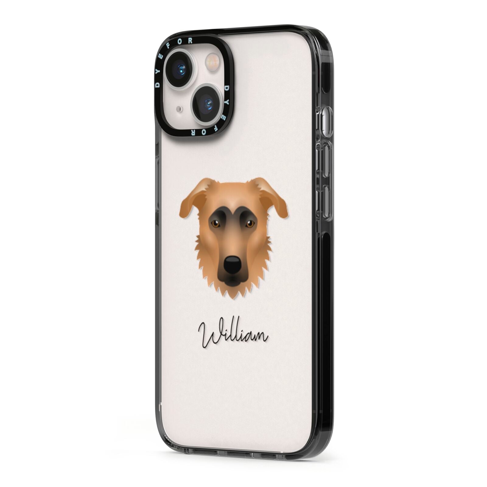 German Sheprador Personalised iPhone 13 Black Impact Case Side Angle on Silver phone