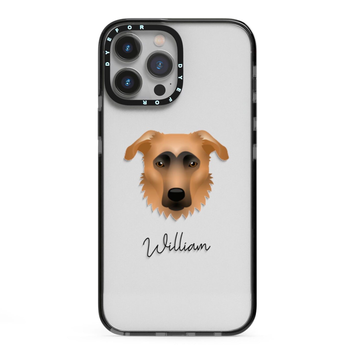 German Sheprador Personalised iPhone 13 Pro Max Black Impact Case on Silver phone