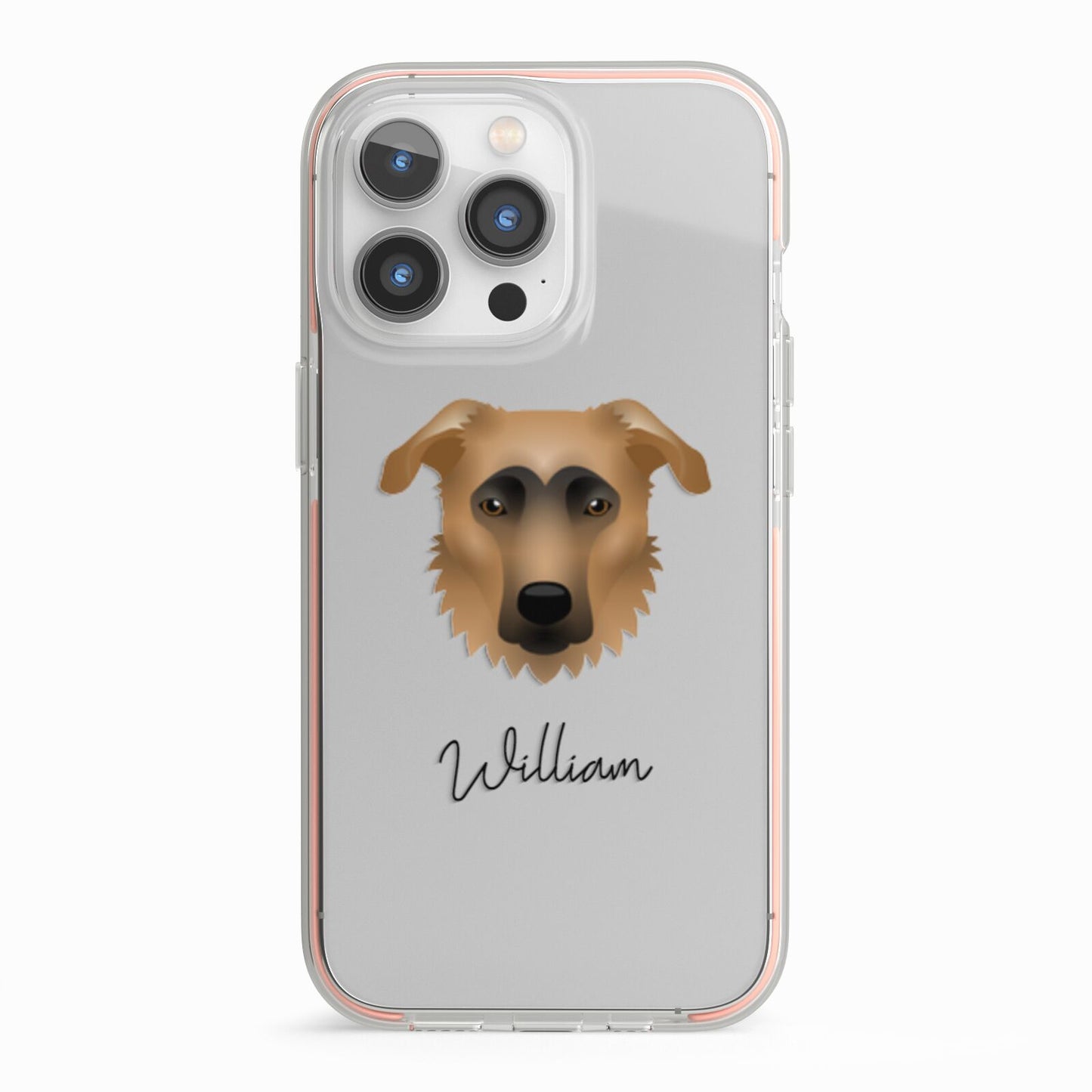 German Sheprador Personalised iPhone 13 Pro TPU Impact Case with Pink Edges