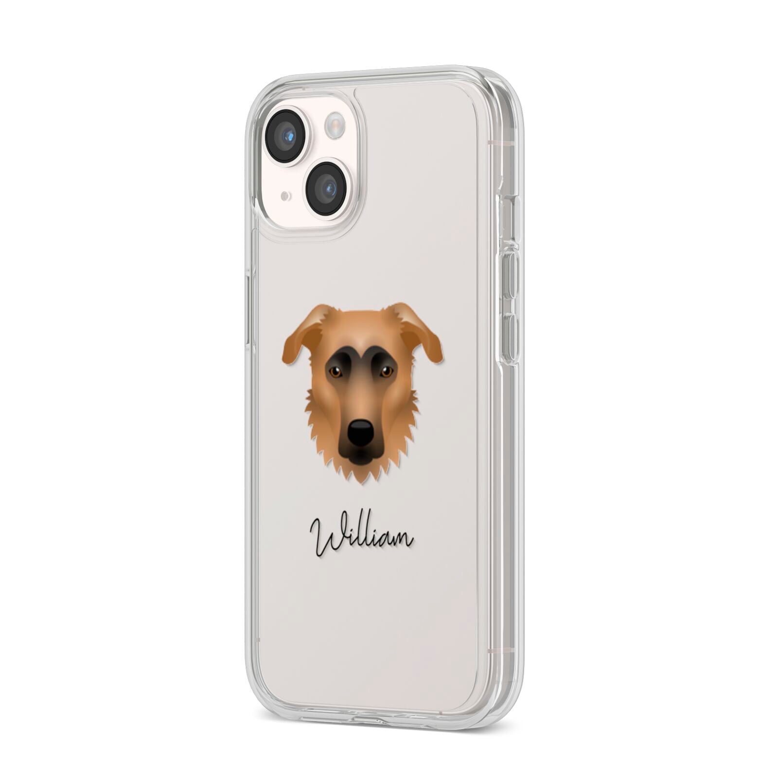 German Sheprador Personalised iPhone 14 Clear Tough Case Starlight Angled Image