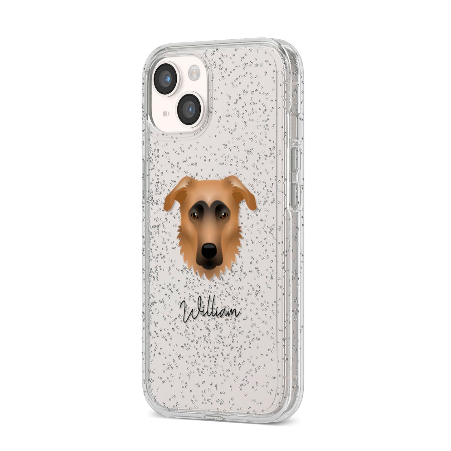 German Sheprador Personalised iPhone 14 Glitter Tough Case Starlight Angled Image