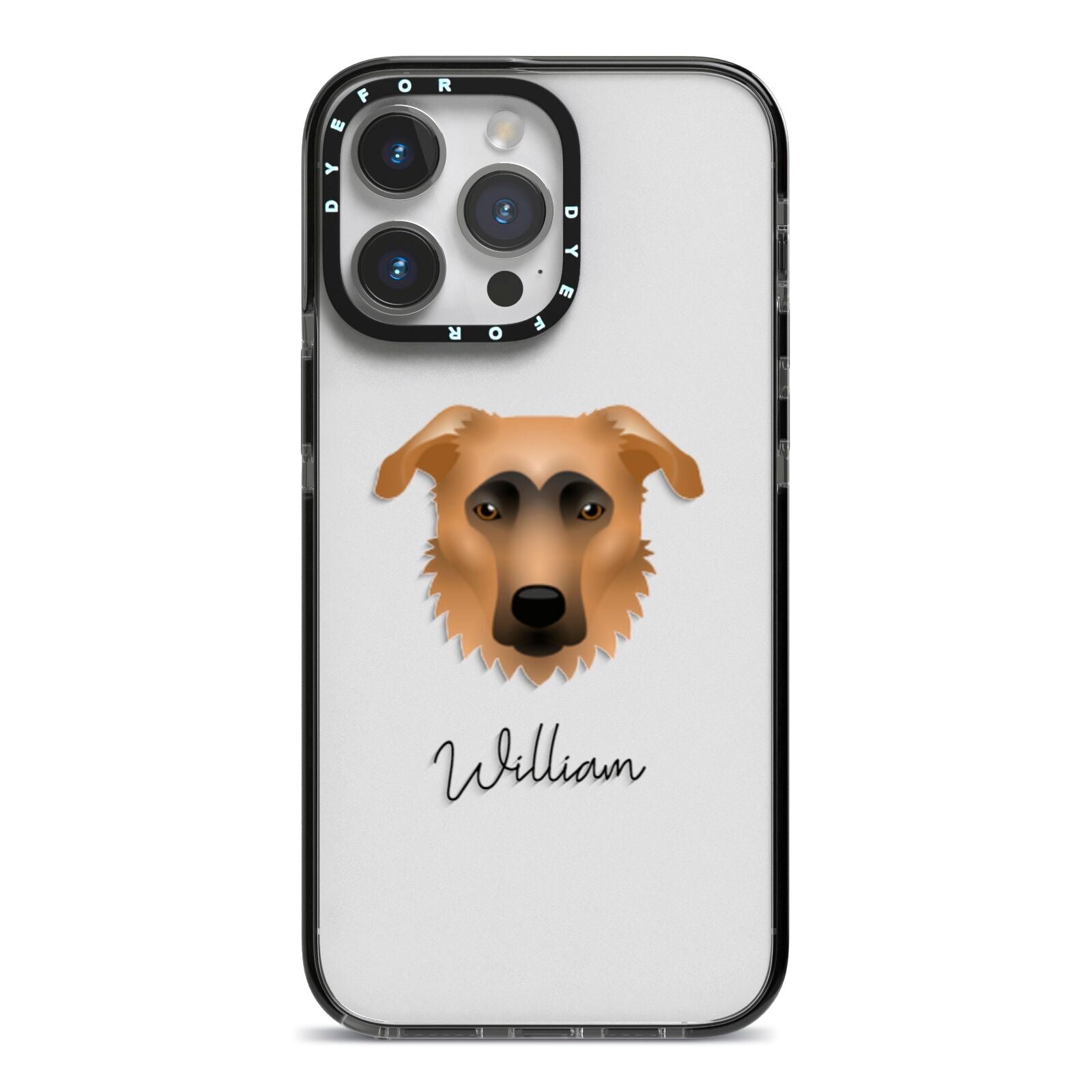 German Sheprador Personalised iPhone 14 Pro Max Black Impact Case on Silver phone