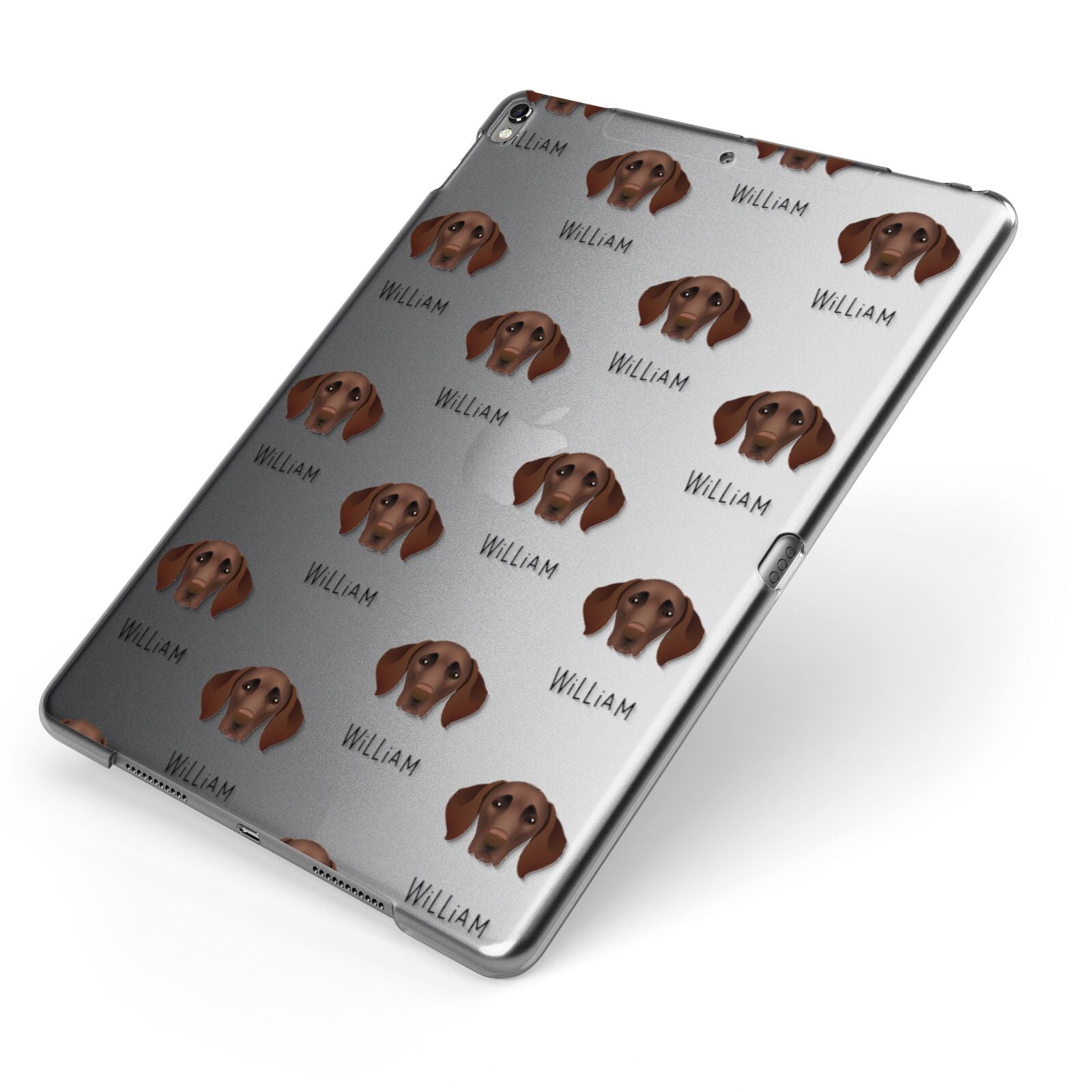 German Shorthaired Pointer Icon with Name Apple iPad Case on Grey iPad Side View