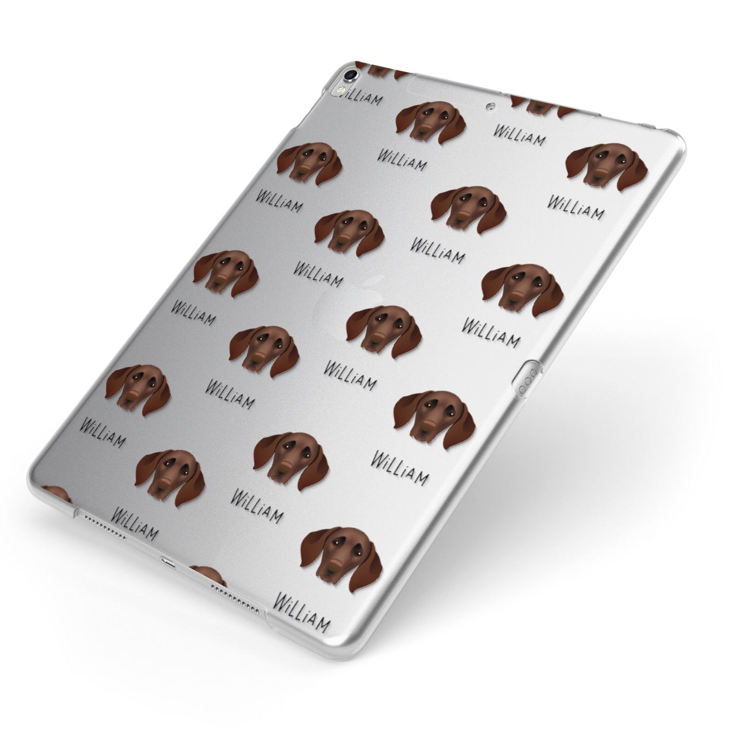 German Shorthaired Pointer Icon with Name Apple iPad Case on Silver iPad Side View