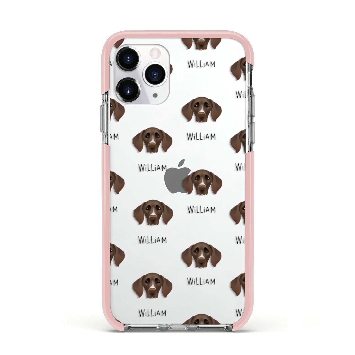 German Shorthaired Pointer Icon with Name Apple iPhone 11 Pro in Silver with Pink Impact Case