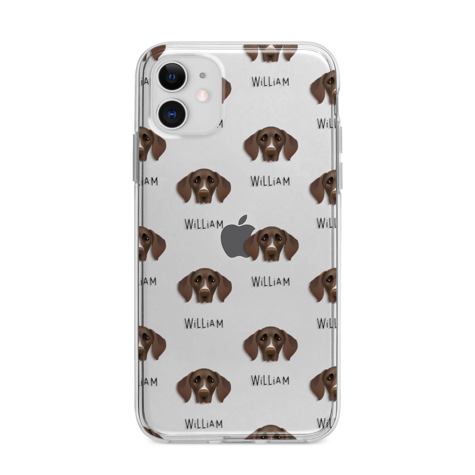 German Shorthaired Pointer Icon with Name Apple iPhone 11 in White with Bumper Case