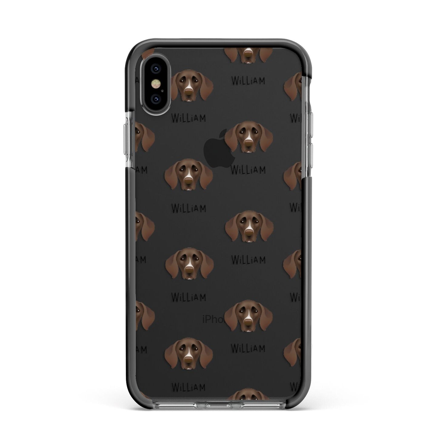 German Shorthaired Pointer Icon with Name Apple iPhone Xs Max Impact Case Black Edge on Black Phone