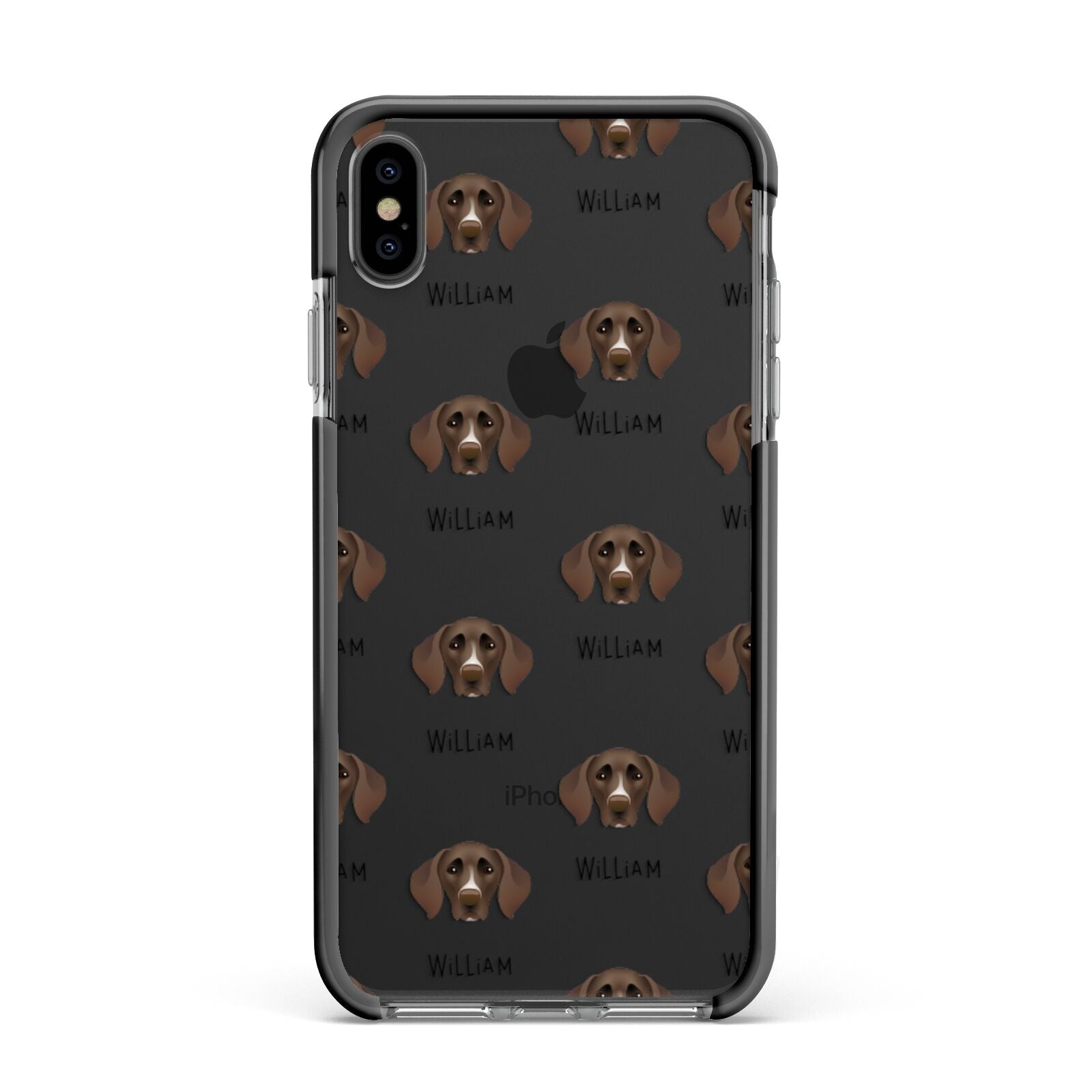 German Shorthaired Pointer Icon with Name Apple iPhone Xs Max Impact Case Black Edge on Black Phone