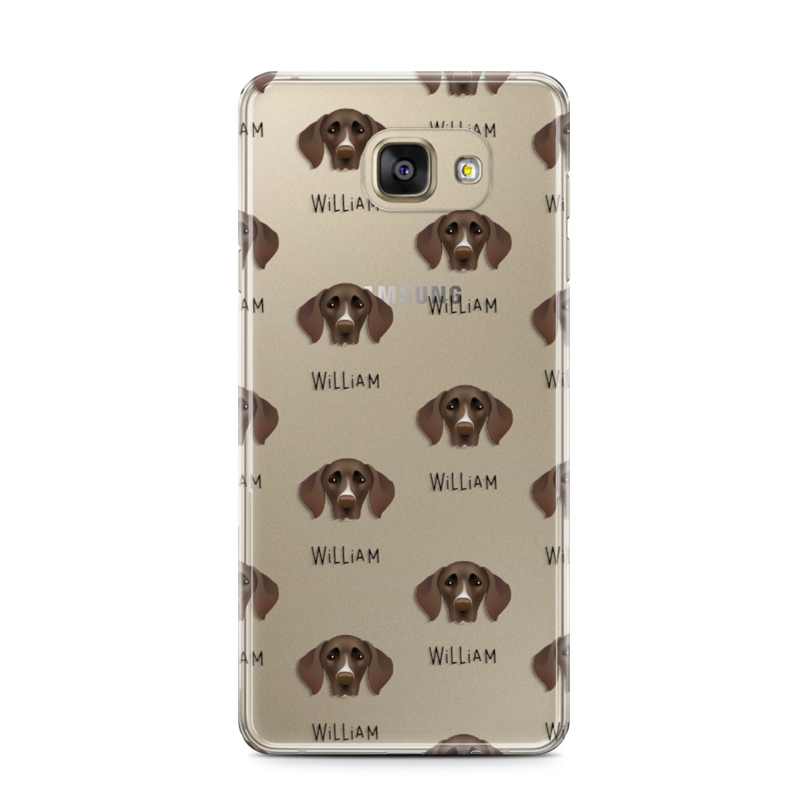 German Shorthaired Pointer Icon with Name Samsung Galaxy A7 2016 Case on gold phone