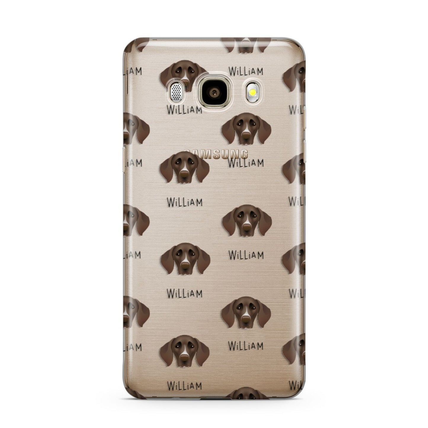 German Shorthaired Pointer Icon with Name Samsung Galaxy J7 2016 Case on gold phone