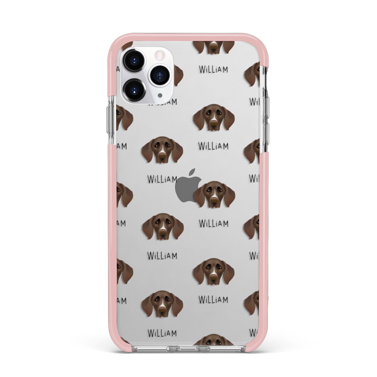 German Shorthaired Pointer Icon with Name iPhone 11 Pro Max Impact Pink Edge Case