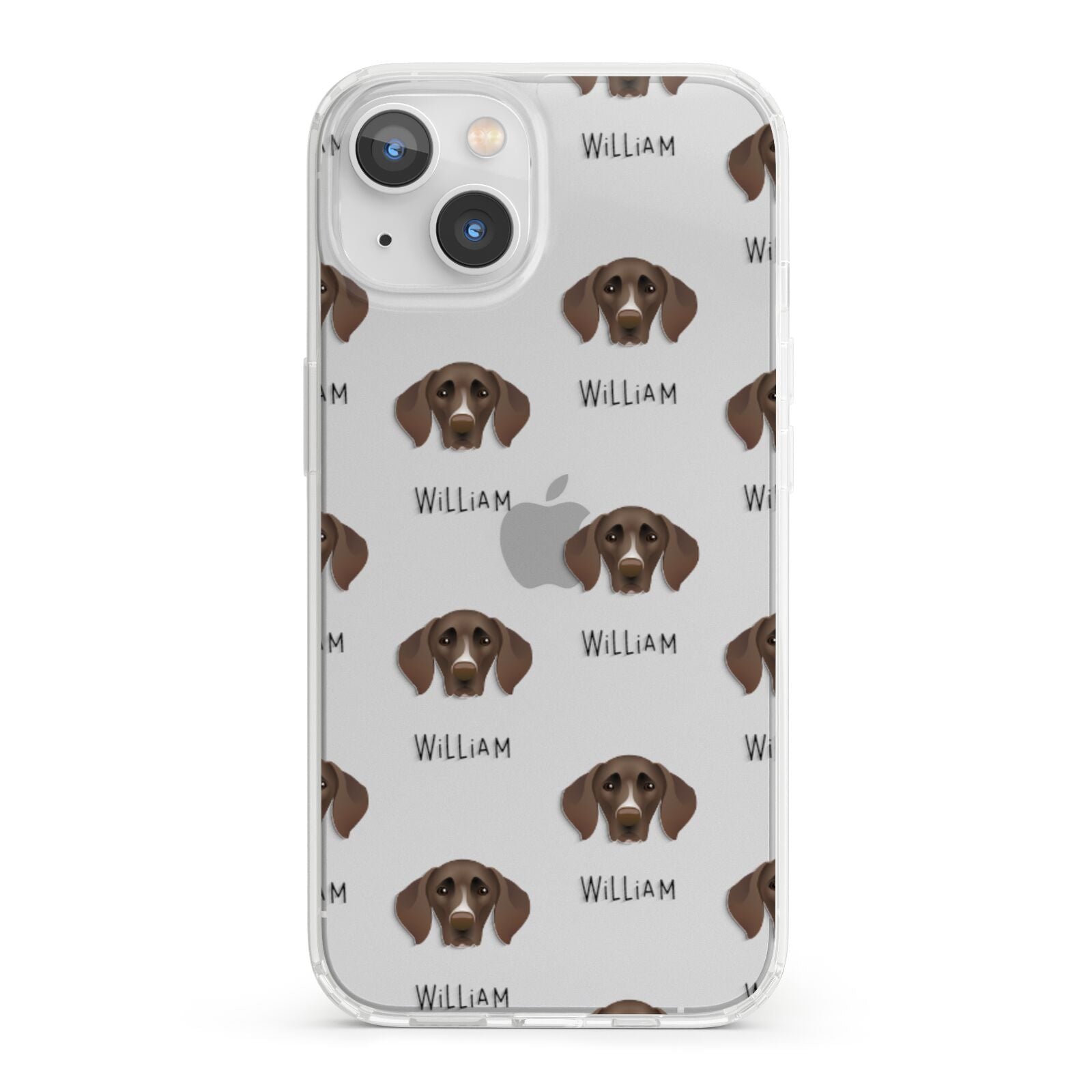 German Shorthaired Pointer Icon with Name iPhone 13 Clear Bumper Case