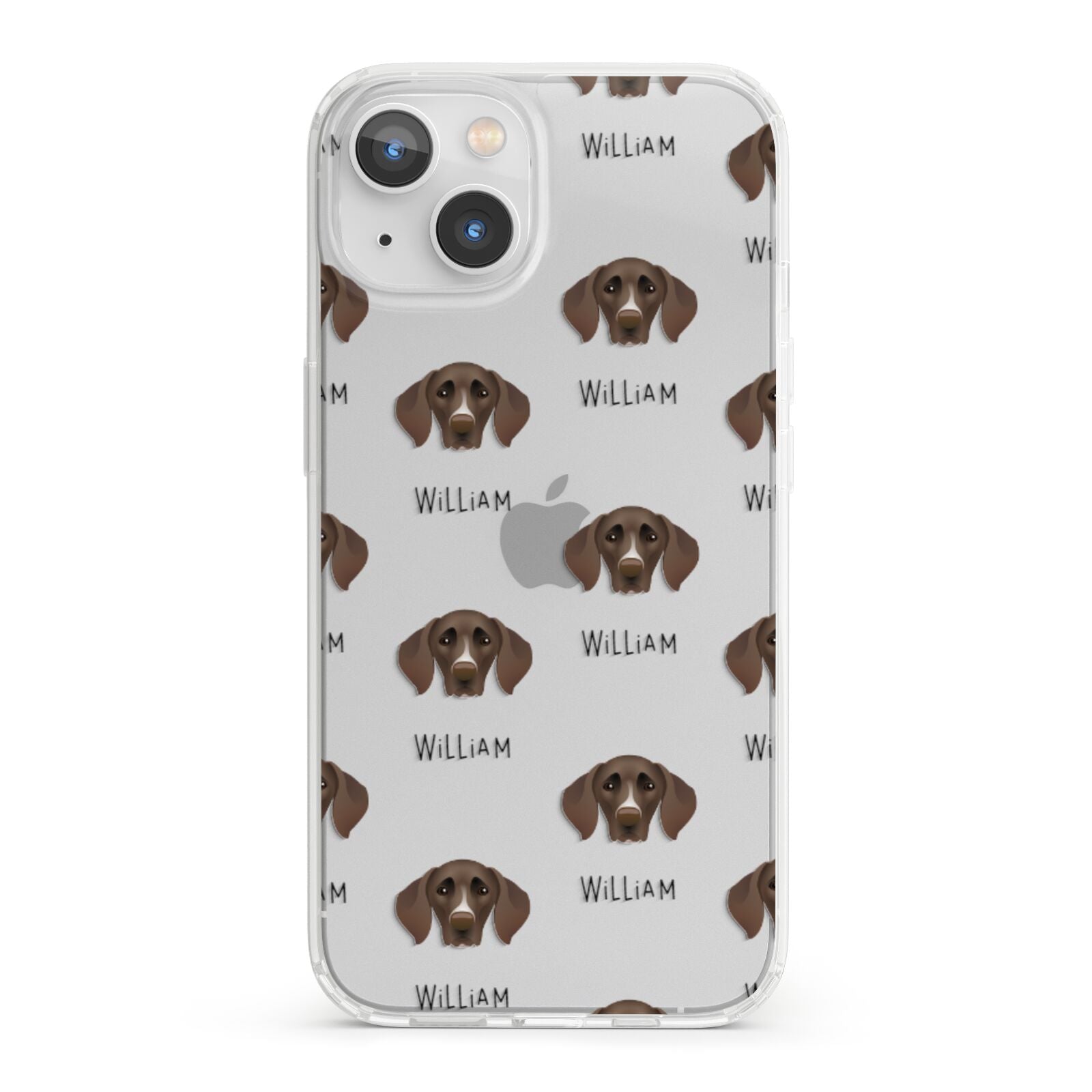 German Shorthaired Pointer Icon with Name iPhone 13 Clear Bumper Case