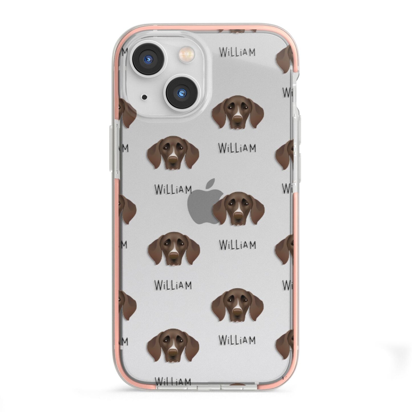 German Shorthaired Pointer Icon with Name iPhone 13 Mini TPU Impact Case with Pink Edges