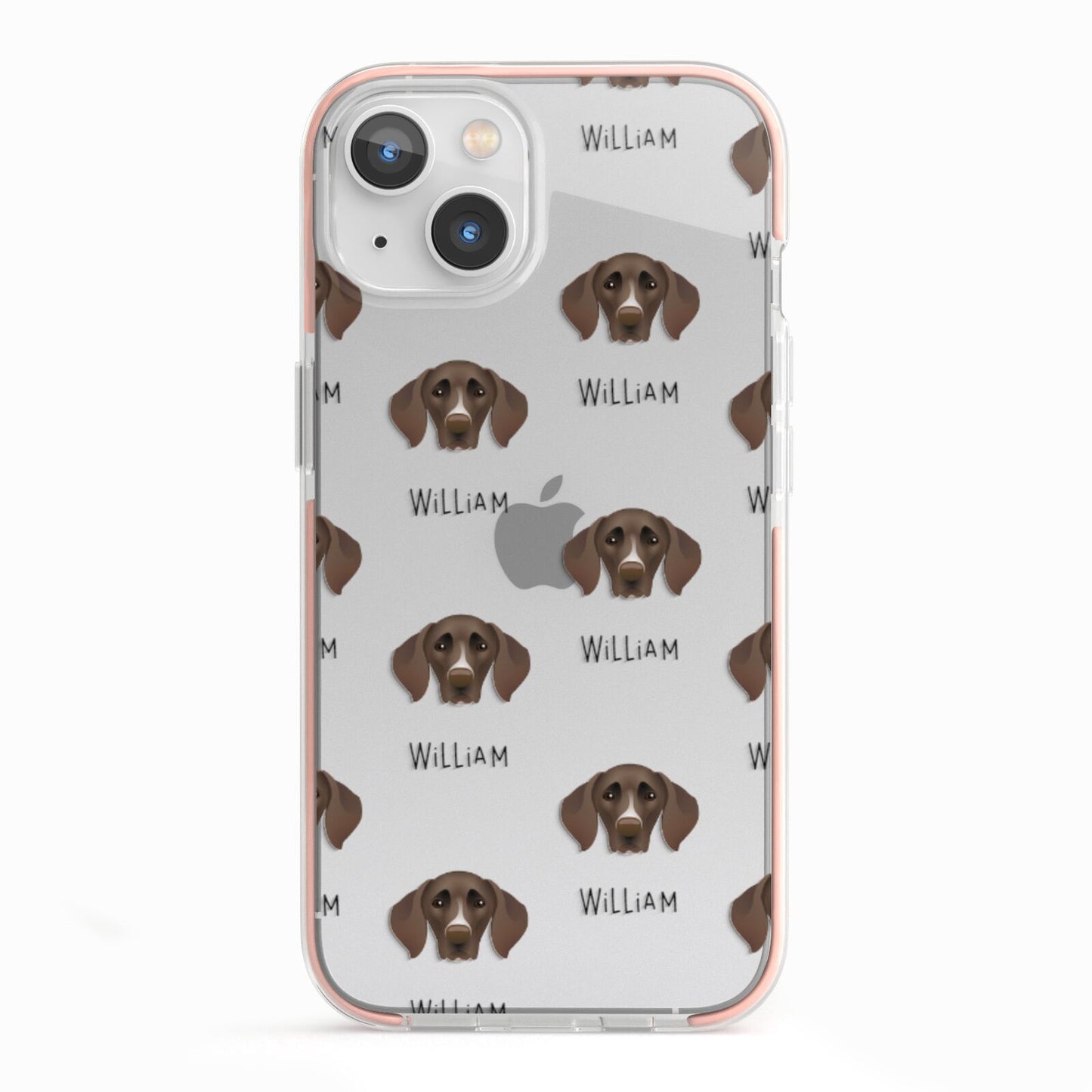 German Shorthaired Pointer Icon with Name iPhone 13 TPU Impact Case with Pink Edges